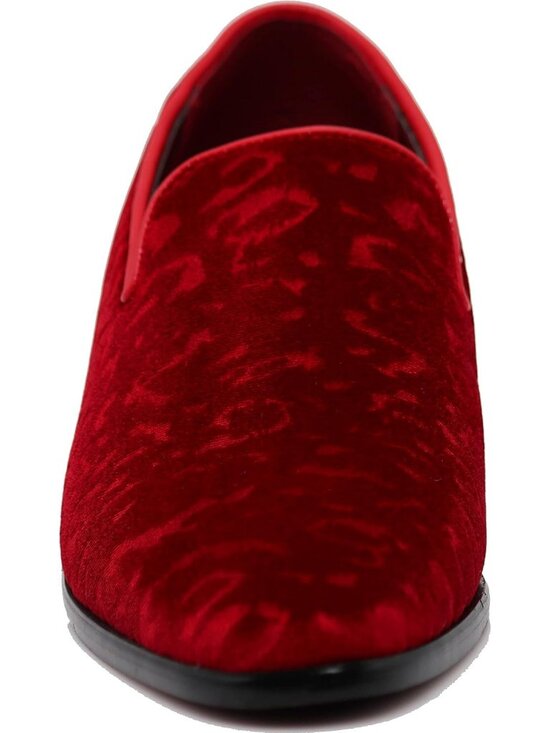 Enzo Romeo Men\'s Red41 Vintage Velvet Flower Loafer Slip On Classic Tuxedo Shoes